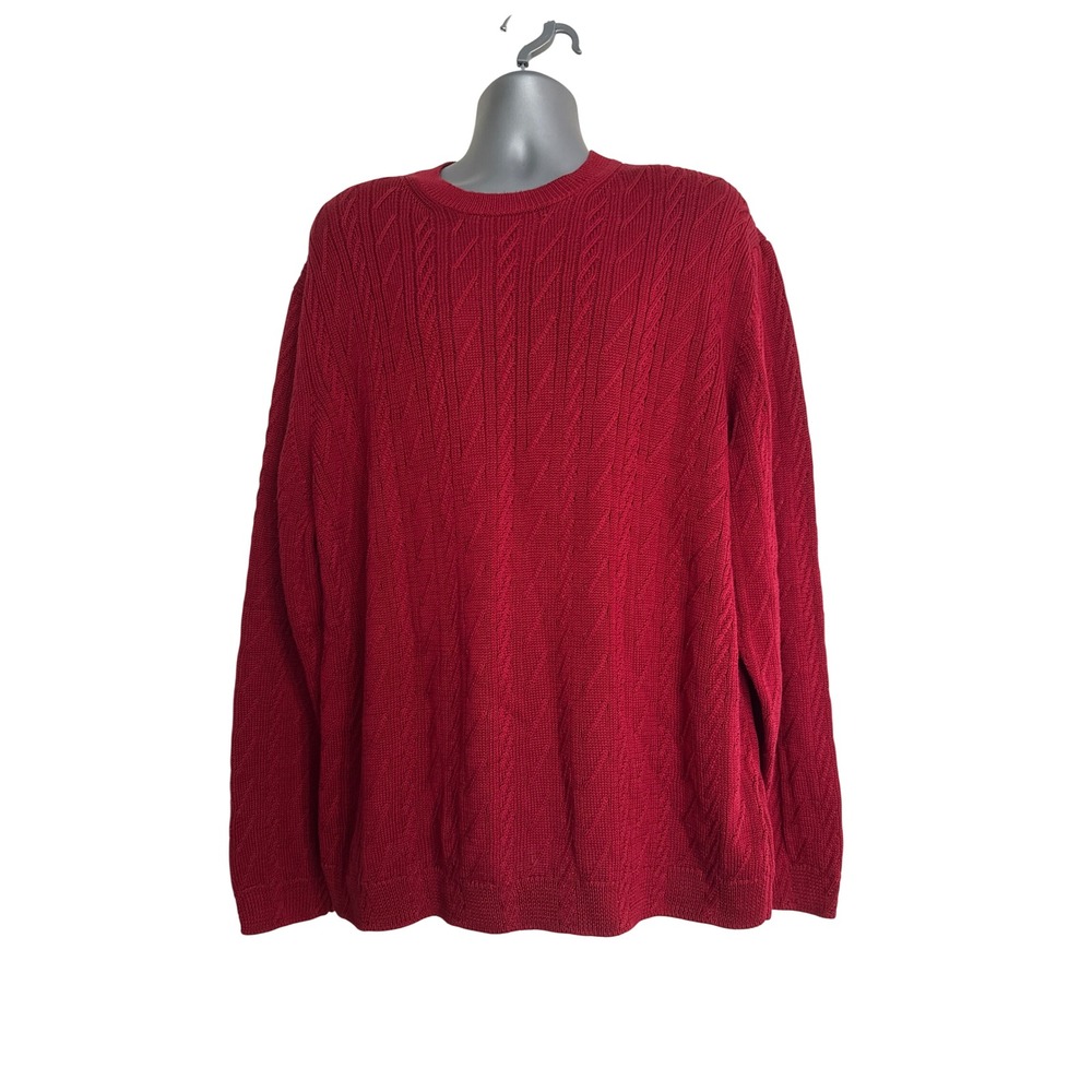 Turnbury‎ Men's Merino Long Sleeve Pullover Sweater 100% Cotton Size XL Burgundy
